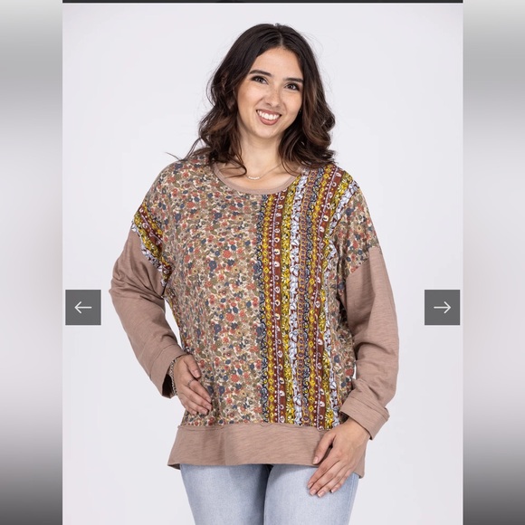 Gigio Tops - Floral Patchwork Long Sleeve Top